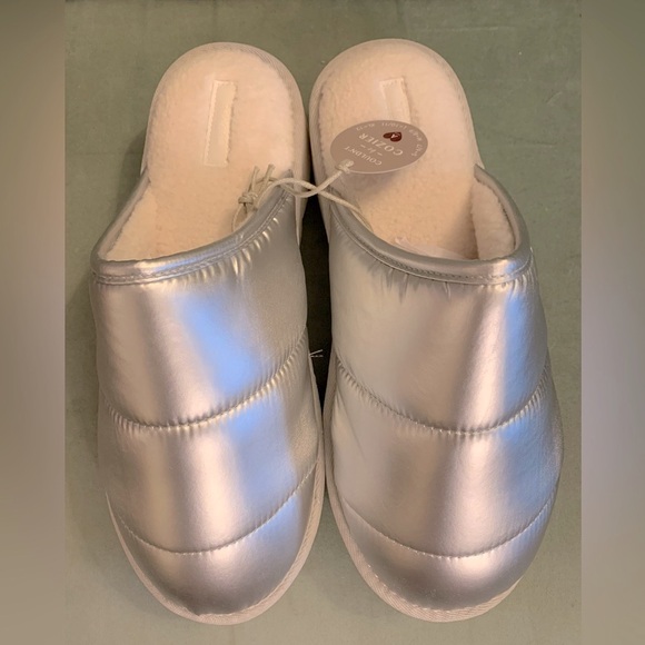 Anthropologie Maeve Puffy Slip On Mules in Silver size 10-11 NWT - Picture 4 of 9
